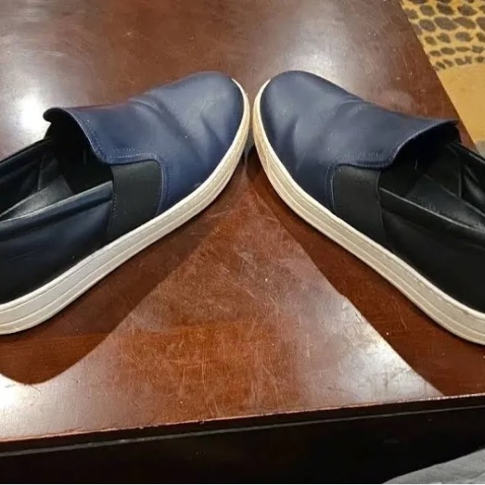 Prada Men's Navy and Black Slip-On Loafers